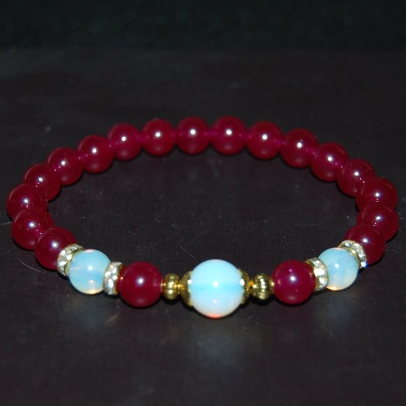 Agate Bracelet,Burgundy Agate Bracelet,8mm Beads,Burgundy Beads Bracelet - Picture 3 of 3